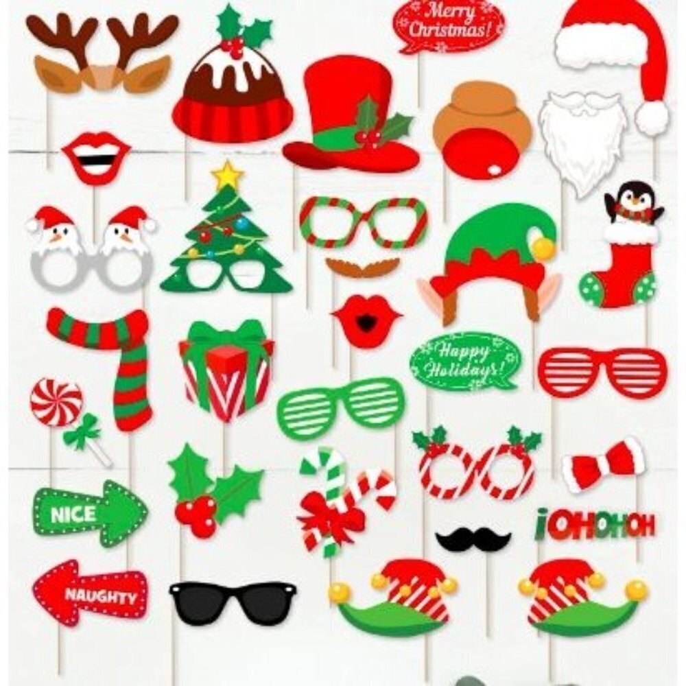 Christmas Party Photo Booth Prop Kit 32 PC